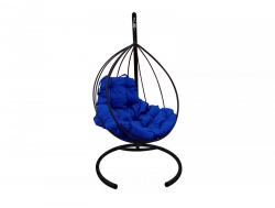 Подвесное кресло Кокон Капля каркас чёрный-подушка синяя