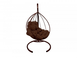 Подвесное кресло Кокон Капля каркас чёрный-подушка коричневая