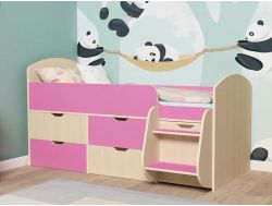 Кровать Малыш-7 Дуб-Розовый