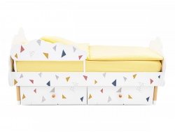 Кровать Stumpa Облако ящики, бортик рисунок Треугольники желтый,синий,розовый