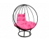 Кресло Кокон Круглый на подставке каркас чёрный-подушка розовая