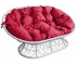 Диван Мамасан с ротангом каркас белый-подушка красная