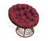 Кресло Папасан пружинка с ротангом каркас коричневый-подушка бордовая