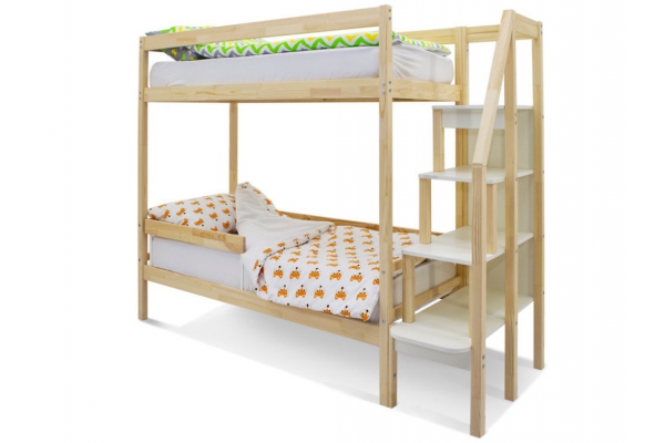 Двухъярусная кровать Svogen с бортиком без покрытия