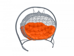 Подвесной диван Кокон Улей каркас серый-подушка оранжевая