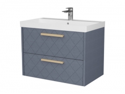 Тумба Кристалл 80 подвесная 2 ящика ручка дуб, раковина Комфорт 80 шато азур