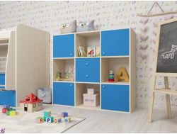 Стеллаж Джери дуб-голубой