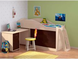 Кровать Дюймовочка 3 и лестница дельта 23.4 Венге