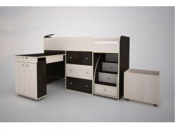 Кровать-чердак Малыш 1800 Дуб молочный-Венге