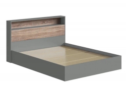 Кровать Люмьер 1400 с основанием ДСП Шиншилла Серая/Дуб Сонома