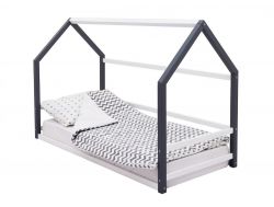 Детская кровать-домик Монтессори Svogen графит-белый